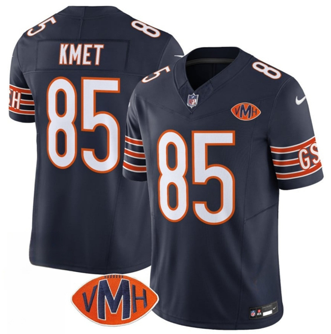 Men's Navy Chicago Bears #85 Cole Kmet 2025 F.U.S.E. With VMH Patch Vapor Untouchable Limited Stitched Football Jersey